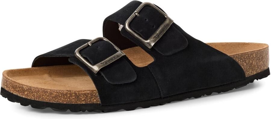 Tamaris heren leren slippers 1-17400-44-010 met voetbed zomerschoenen zwart - Foto 2