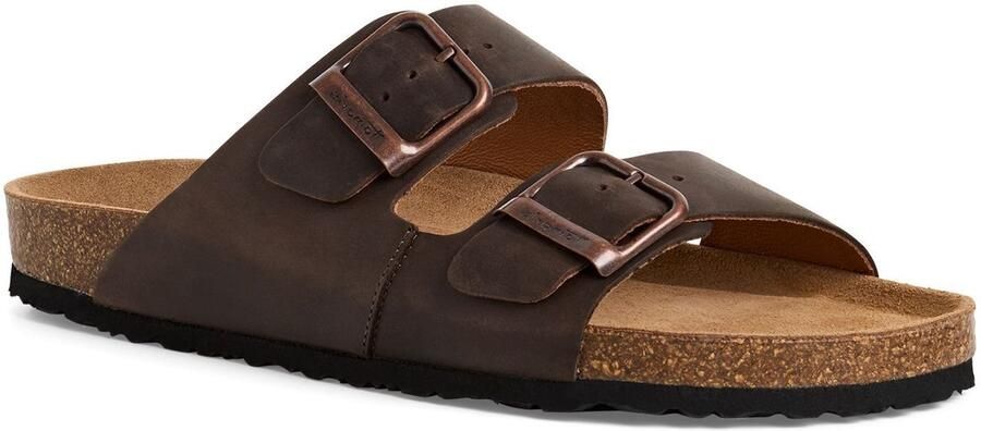 Tamaris heren leren slippers 1-17400-44-309 met voetbed zomerschoenen bruin