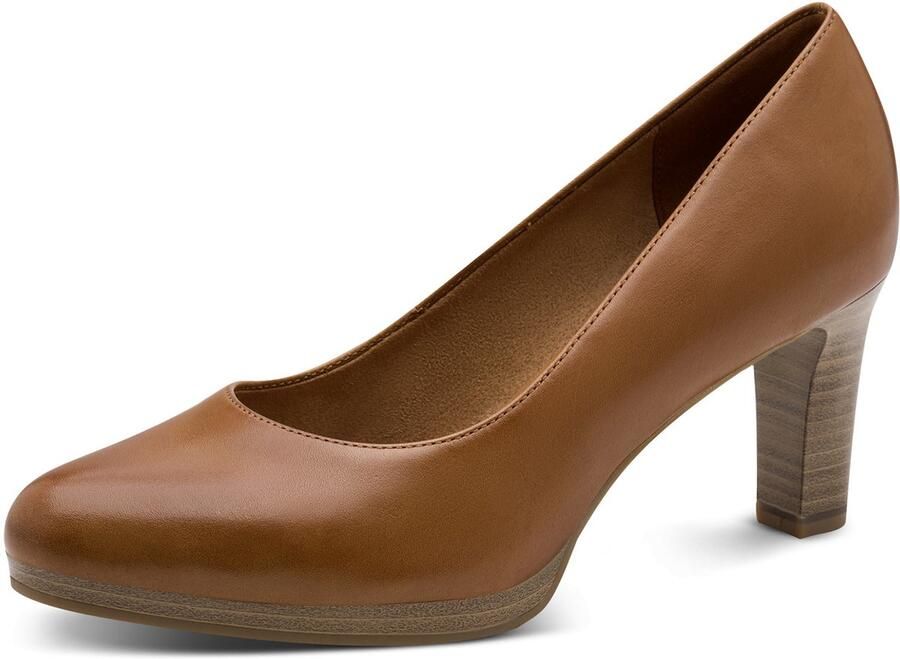 Tamaris klassieke leren pumps 1-22433-41-440 damesschoenen blokhak bruin - Foto 2