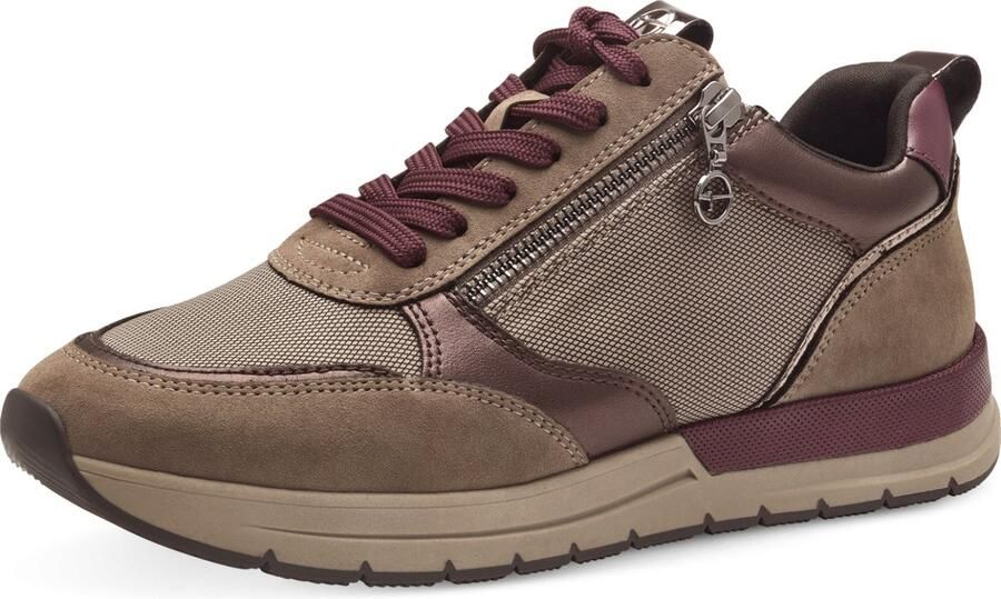 Tamaris Sneakers met sleehak vrijetijdsschoen lage schoen veterschoen met trendy metallic-details - Foto 2