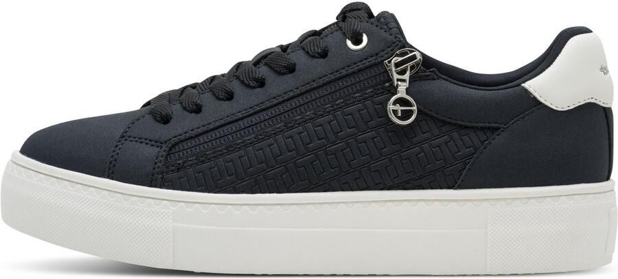 Tamaris Plateausneakers vrijetijdsschoen halfschoen veterschoen met inzetten en glinsterdetails