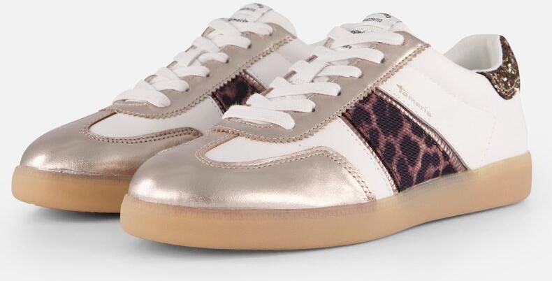 Tamaris Plateausneakers vrijetijdsschoen lage schoen veterschoen met glitter op de hiel - Foto 6