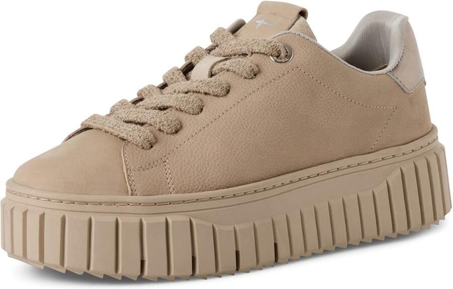 Tamaris Plateausneakers vrijetijdsschoen lage schoen veterschoen met contrast bies