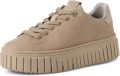 Tamaris Plateausneakers vrijetijdsschoen lage schoen veterschoen met contrast bies - Bruin