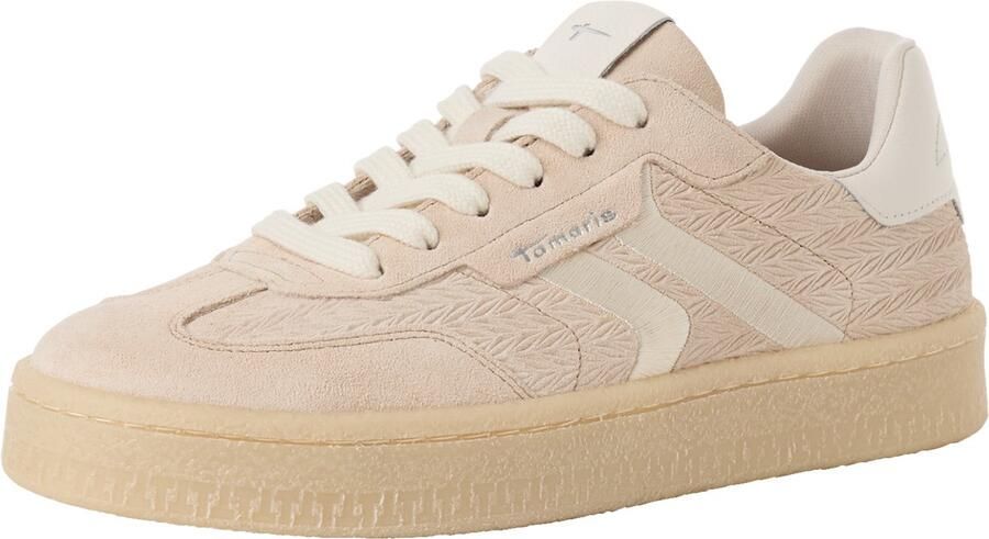 Tamaris leren damestrainers 1-23723-44 375 Lage damesschoen M2372344 Beige