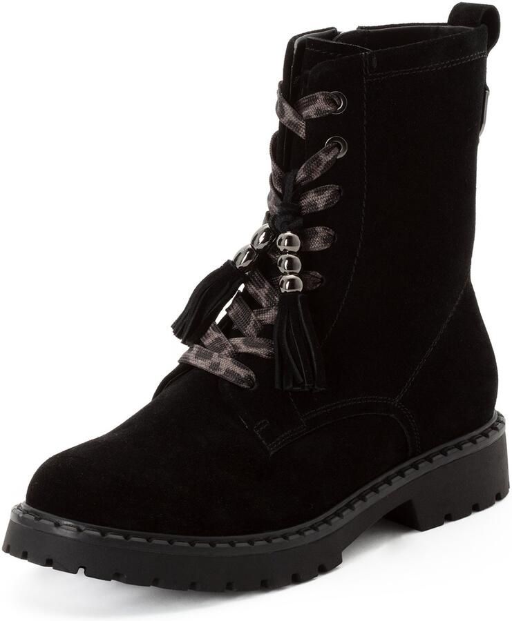 Tamaris leren enkellaarsjes voor dames 1-25284-47-001 veterlaarsjes zwart