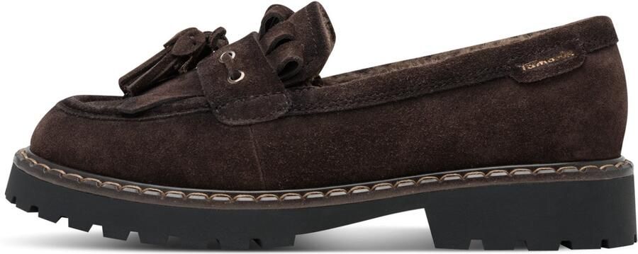 Tamaris leren slippers 1-24716-47-304 loafers met warme voering bruin