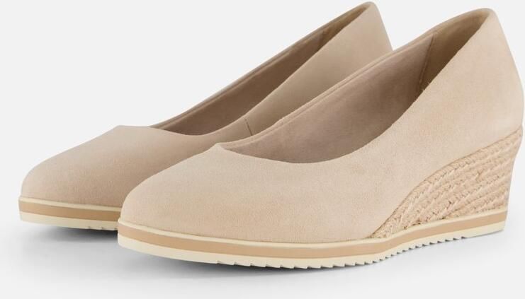 Tamaris Pumps met sleehak beige Leer Dames