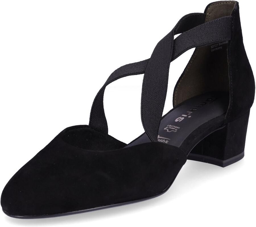 Tamaris Gesppumps blokhak zakelijke schoen met gekruiste elastische bandjes