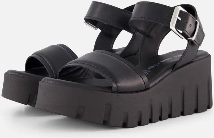 Tamaris Sandalen van leer met geprofileerde plateauzool - Foto 3