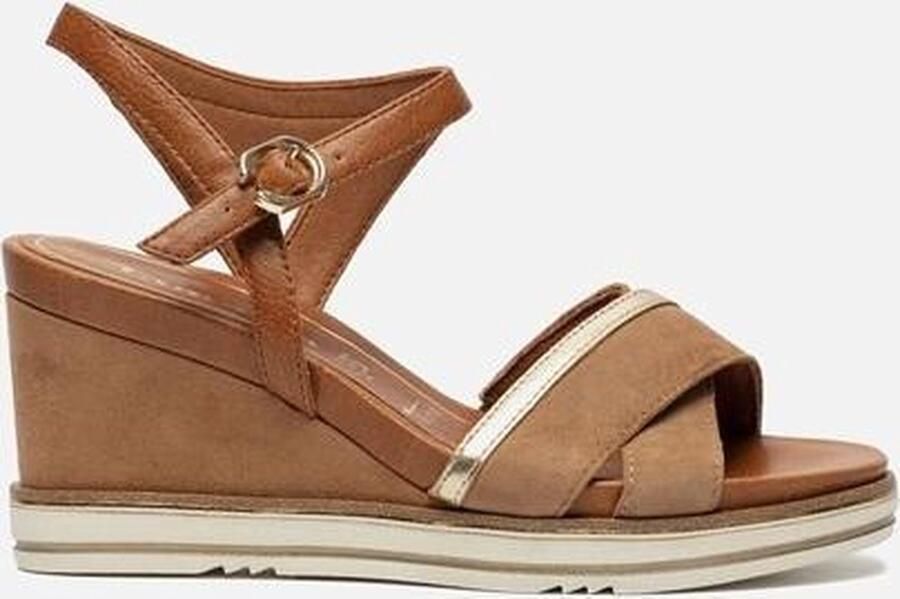 Tamaris Sandalen met sleehak cognac