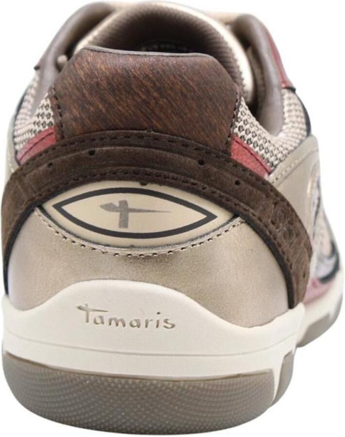 Tamaris Sneakers laag donkerbruin brons goud kersrood