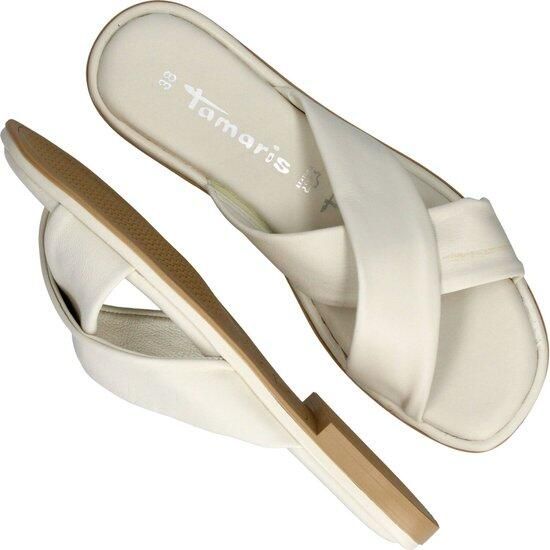 Tamaris Wit Leren Zomer Slipper White Dames