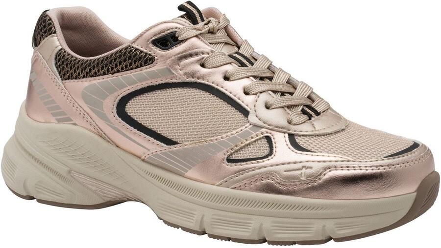 Tamaris Plateausneakers vrijetijdsschoen halfhoge schoen veterschoen details in metallic optiek