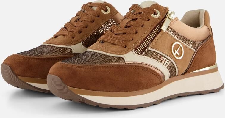 Tamaris Sneakers met sleehak vrijetijdsschoen lage schoen veterschoen met contrastafwerkingen