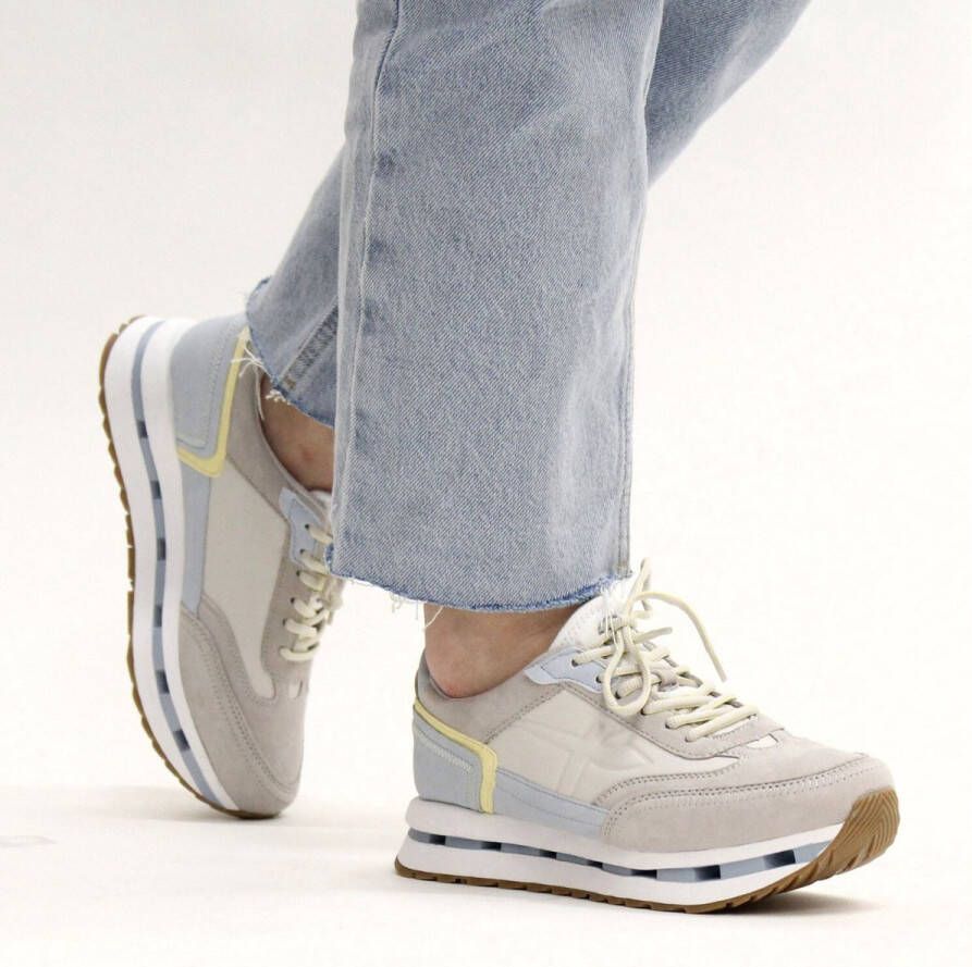 Tamaris Trendy Bruine Sneakers met Grijze en Blauwe Accenten Multicolor Dames - Foto 2