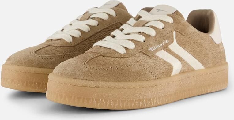 Tamaris Lage sneakers van een mix van runderleer en textiel