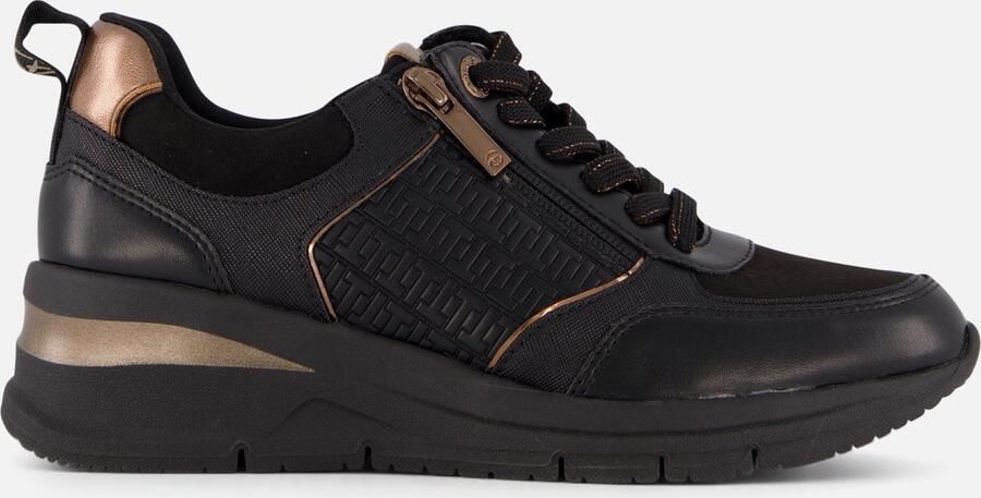 Tamaris Sneakers met sleehak vrijetijdsschoen lage schoen veterschoen met buitenrits
