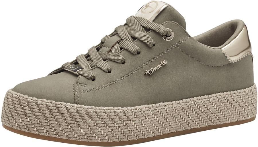 Tamaris Plateausneakers vrijetijdsschoen lage schoen veterschoen met textielkoord aan het plateau - Foto 2