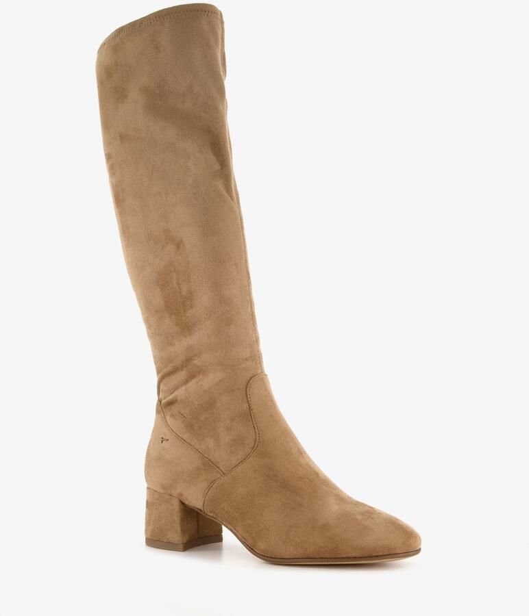 Tamaris suèdelook dames laarzen met hak beige