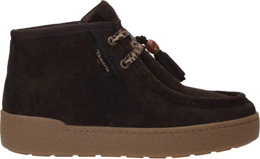 Tamaris dames leren hoge sneaker 1-25406-47-341 voor vrouwen boho-stijl taupe
