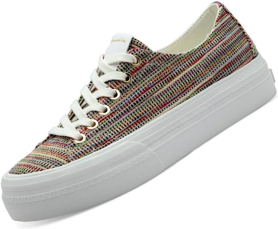 Tamaris Plateausneakers vrije tijd schoen lage schoen veterschoen met logo op de hiel