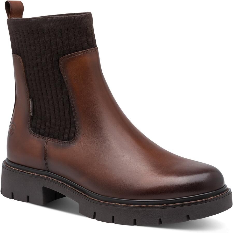 Tamaris Comfort Chelsea boots van leer voor dames model 8-86417-45-305 brede pasvorm bruin