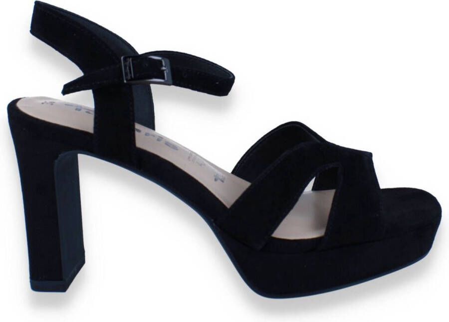 Tamaris Zwarte Suède Sandalette met Enkelbandje Black Dames