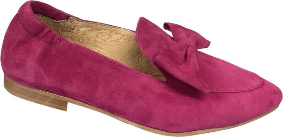 Tango Shoes Tango Nicolette 9C Pink Kid Suede Loafer Instappers roze strik schoenen Loafers Dames schoenen