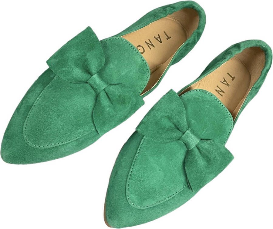 Tango Shoes Tango Nicolette 9d Green Kid Suede Loafer Dames loafer loafers Groene schoenen Groene loafer