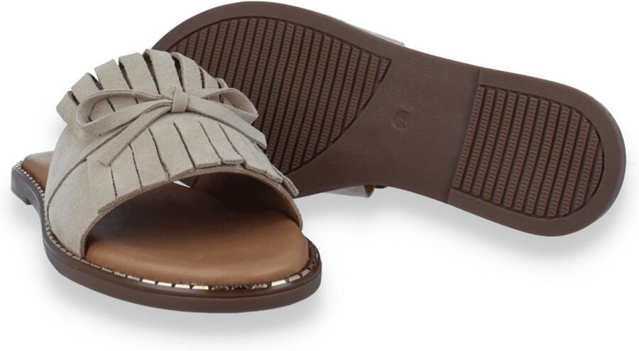 Tango Dames Slipper Audrey 32-a Suede Fringe Sandal Beige