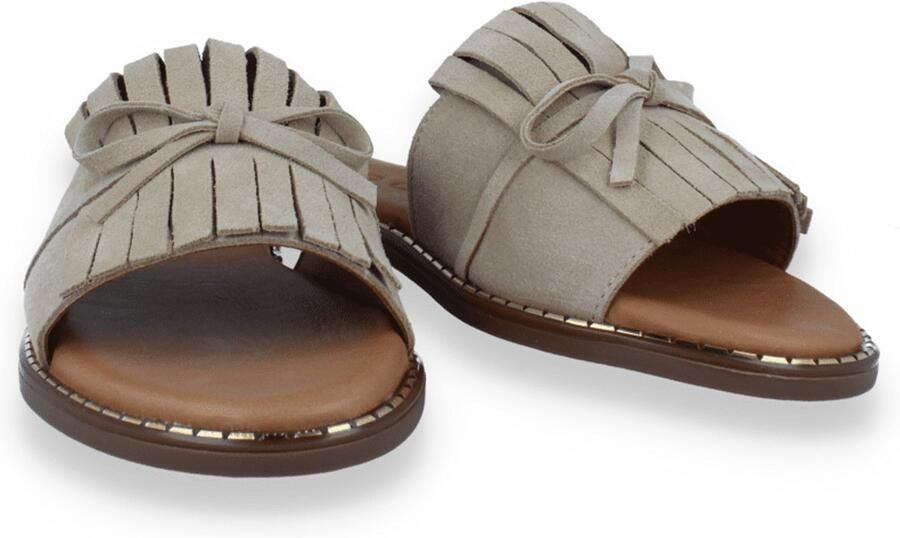 Tango Dames Slipper Audrey 32-a Suede Fringe Sandal Beige