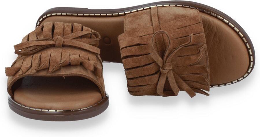 Tango Dames Slipper Audrey 32-b Suede Fringe Sandal Camel