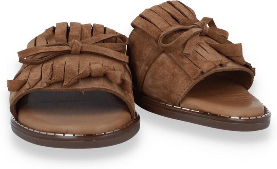 Tango Dames Slipper Audrey 32-b Suede Fringe Sandal Camel