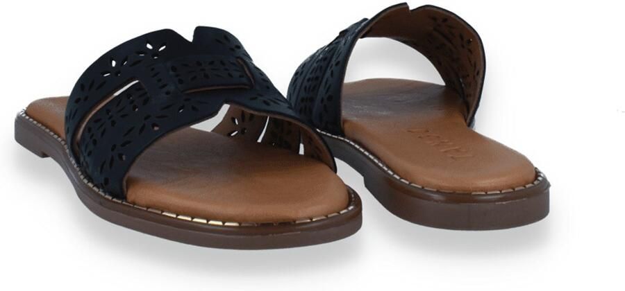 Tango Dames Slipper Audrey -c Black Perforation Zwart