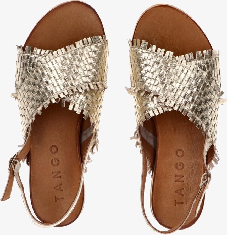 Tango | Mila 33 a platino gold cross sandal cognac sole - Foto 3