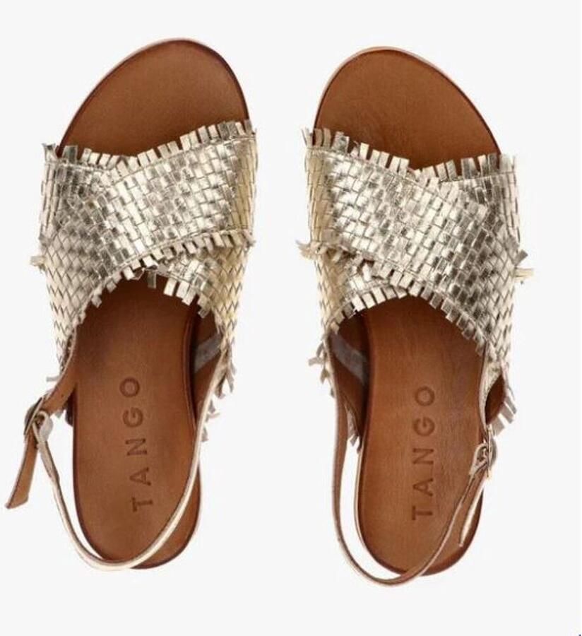 Tango | Mila 33 a platino gold cross sandal cognac sole - Foto 4