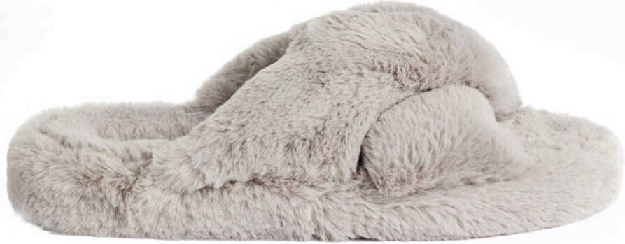 Ted Baker Slippers Lopply Faux Fur Cross Over Slipper in grijs