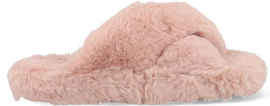 Ted Baker Slippers Lopply Faux Fur Cross Over Slipper in poeder roze