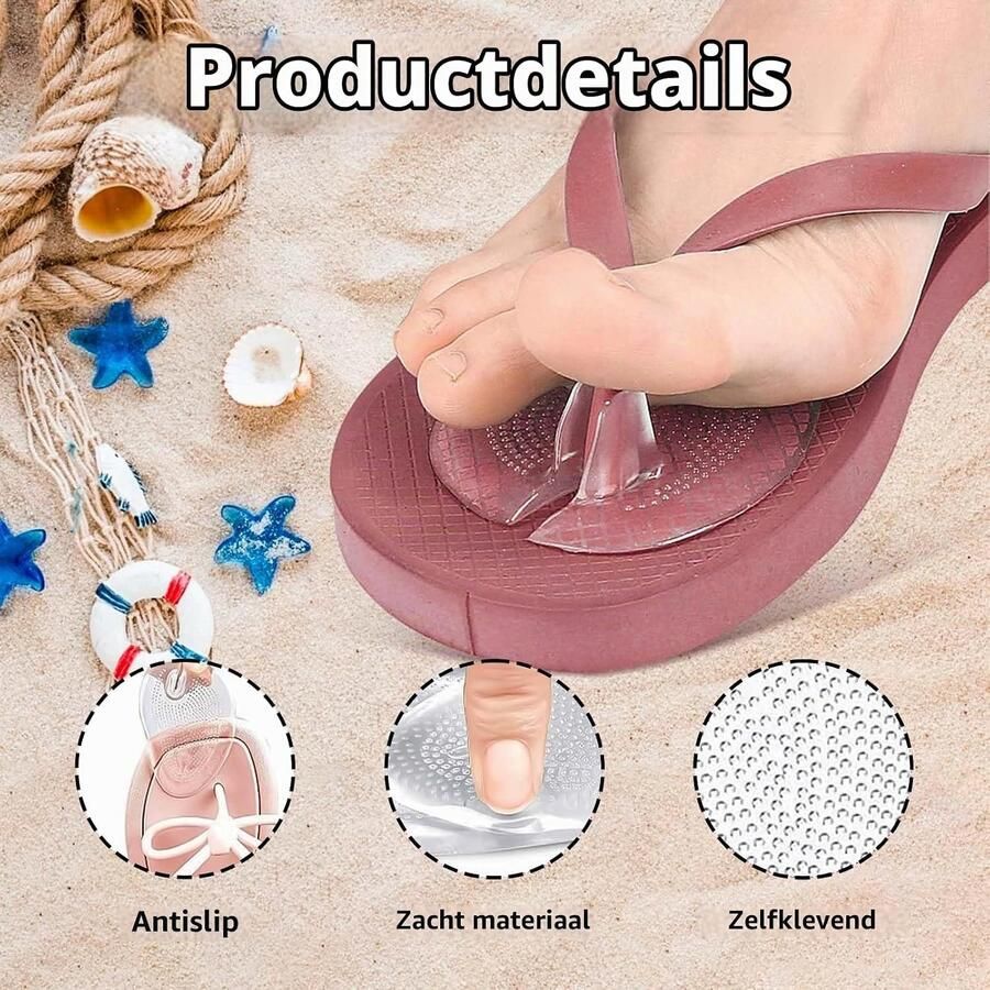 Teenslippers Voetkussens Transparant Set van 8 Paar Siliconen Anti-slip en Anti-wrijving Pads Voor en
