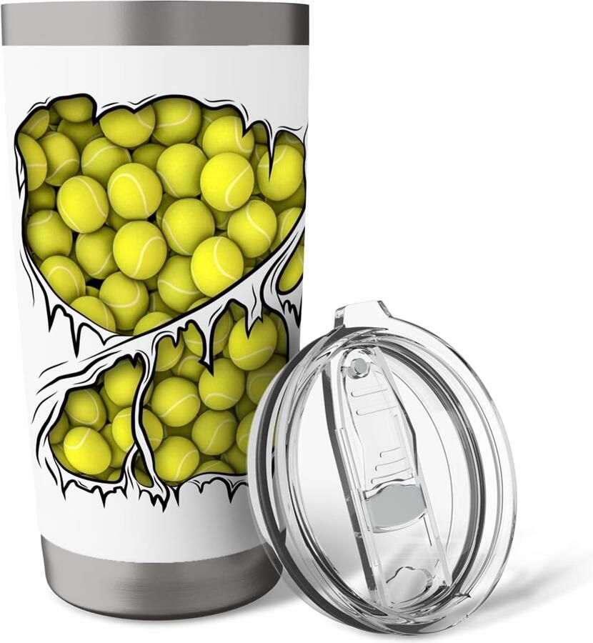 Tennisballen in sportkleding Halloween kostuum dubbelwandige thermobeker