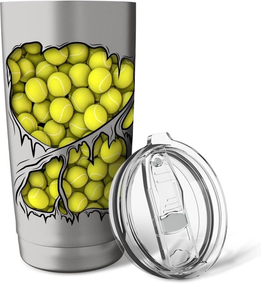 Tennisballen in sportkleding Halloween kostuum dubbelwandige thermobeker