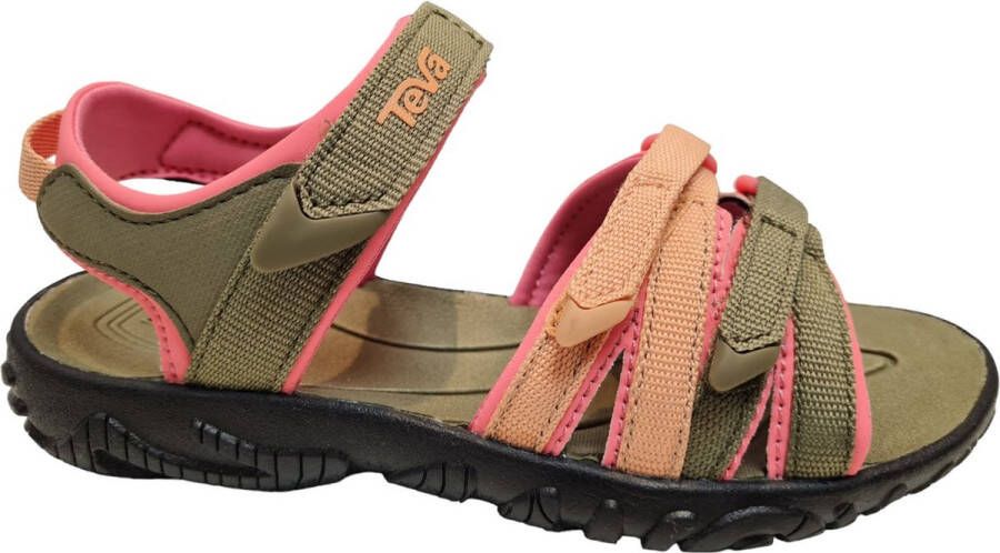 Teva Tirra sandalen olijfroen zalm Groen Meisjes Textiel Meerkleurig 38 39 - Foto 3