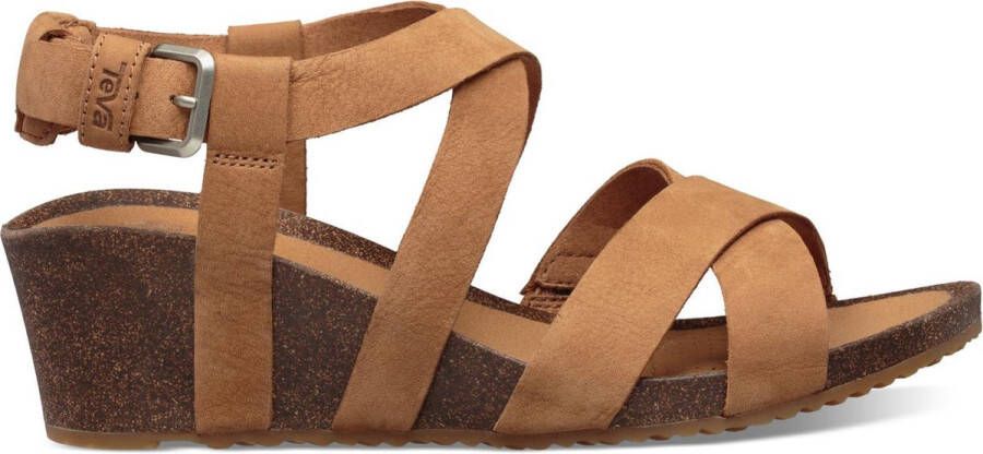 Teva Mahonia Wedge Cross Strap Sandaal Dames Bruin