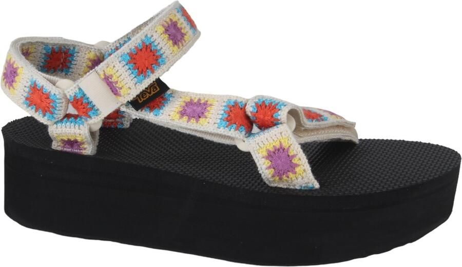 Teva FLATFORM UNIVERSAL CROCHET Dames Sandalen Zwart Geel Roze - Foto 3