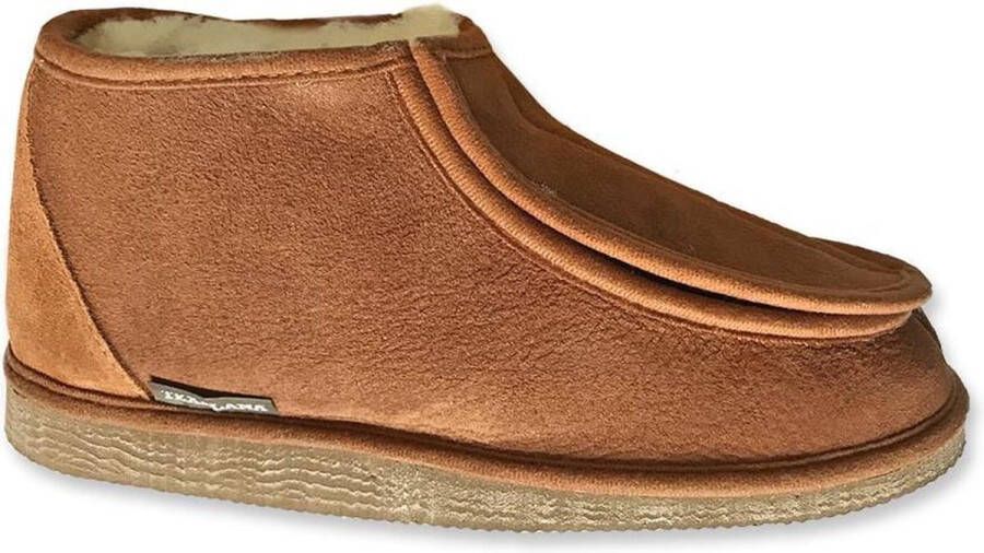 Texelana wollen sloffen en pantoffels voor & dichte pantoffel van schapenvacht met ruime instap door klittenband sluiting model Sarah - Foto 2