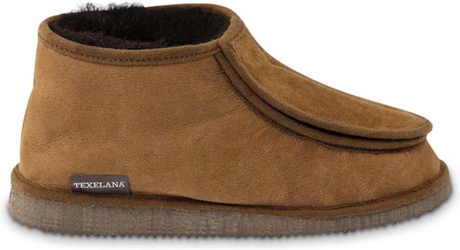 Texelana wollen sloffen en pantoffels voor & dichte pantoffel van schapenvacht met ruime instap door klittenband sluiting model Sarah