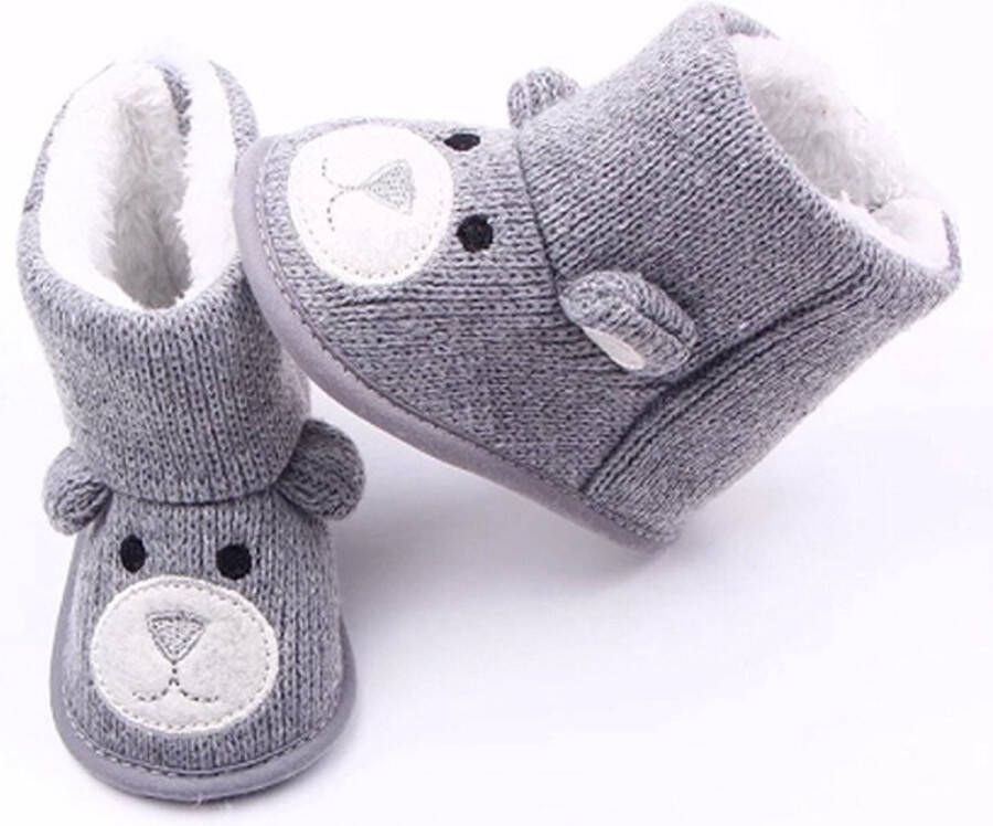 TGL Warme baby laarsjes Schoentjes Babyschoenen grijs wit. Zachte voering
