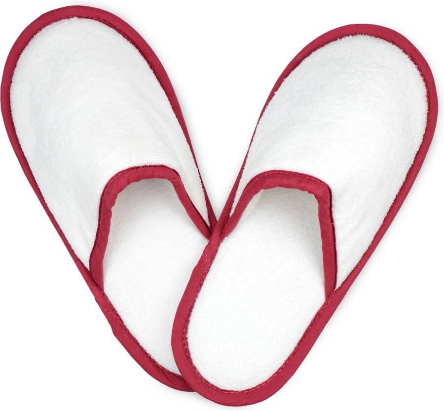 The One towelling Pantoffels 42 44 Badstofslippers 400 gr m² 100% Gekamd katoen Burgundy Wit