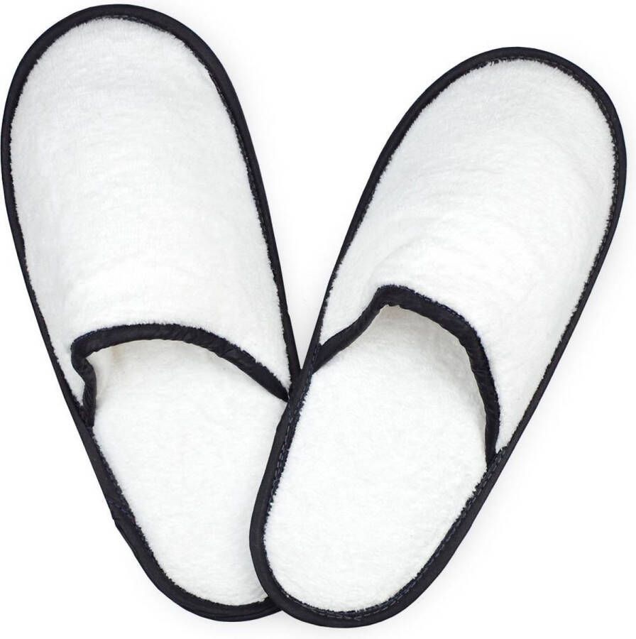 The One towelling Pantoffels 42 44 Badstofslippers 400 gr m² 100% Gekamd katoen Zwart Wit